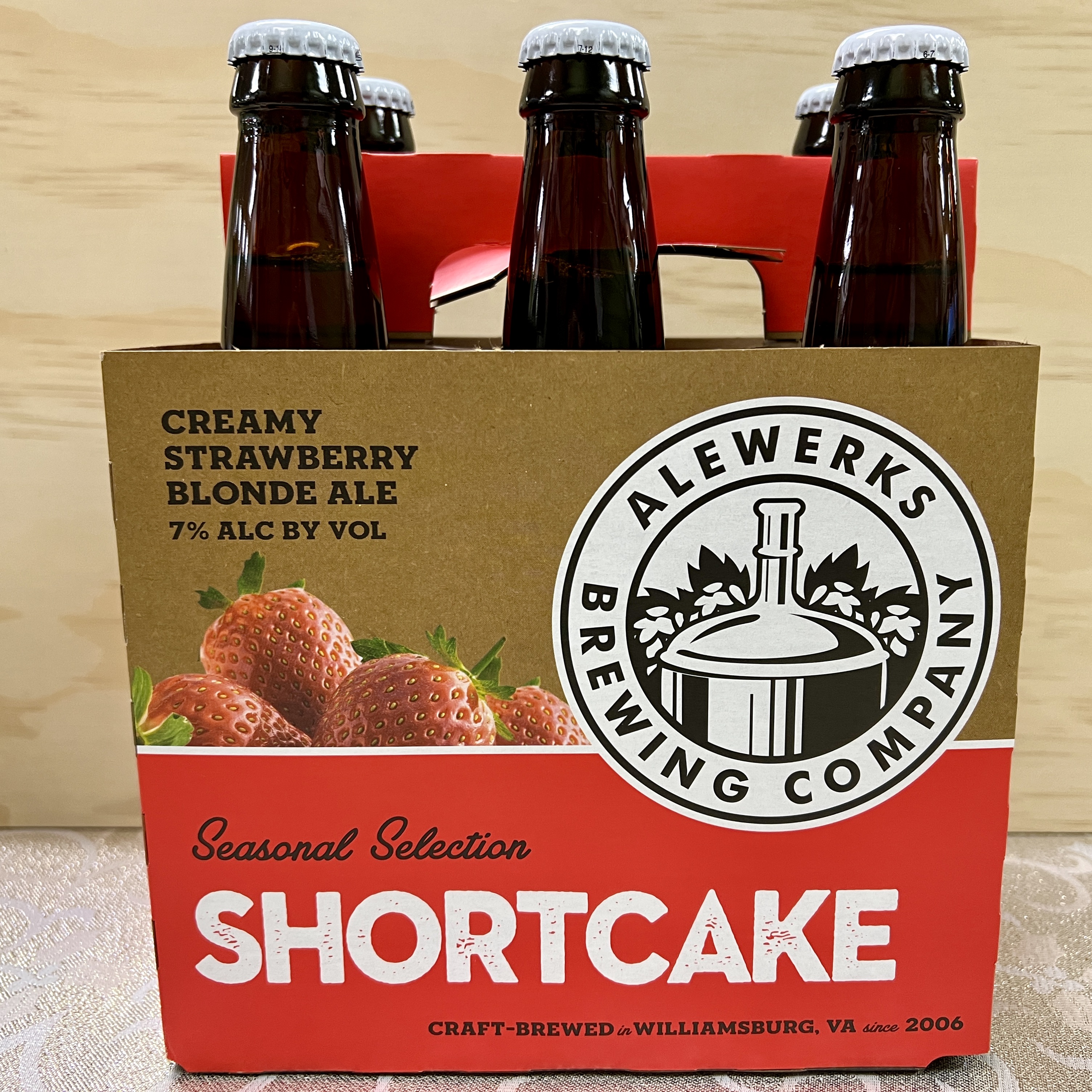 Alewerks Shortcake Creamy Strawberry Blonde Ale 6 x 12oz bottles