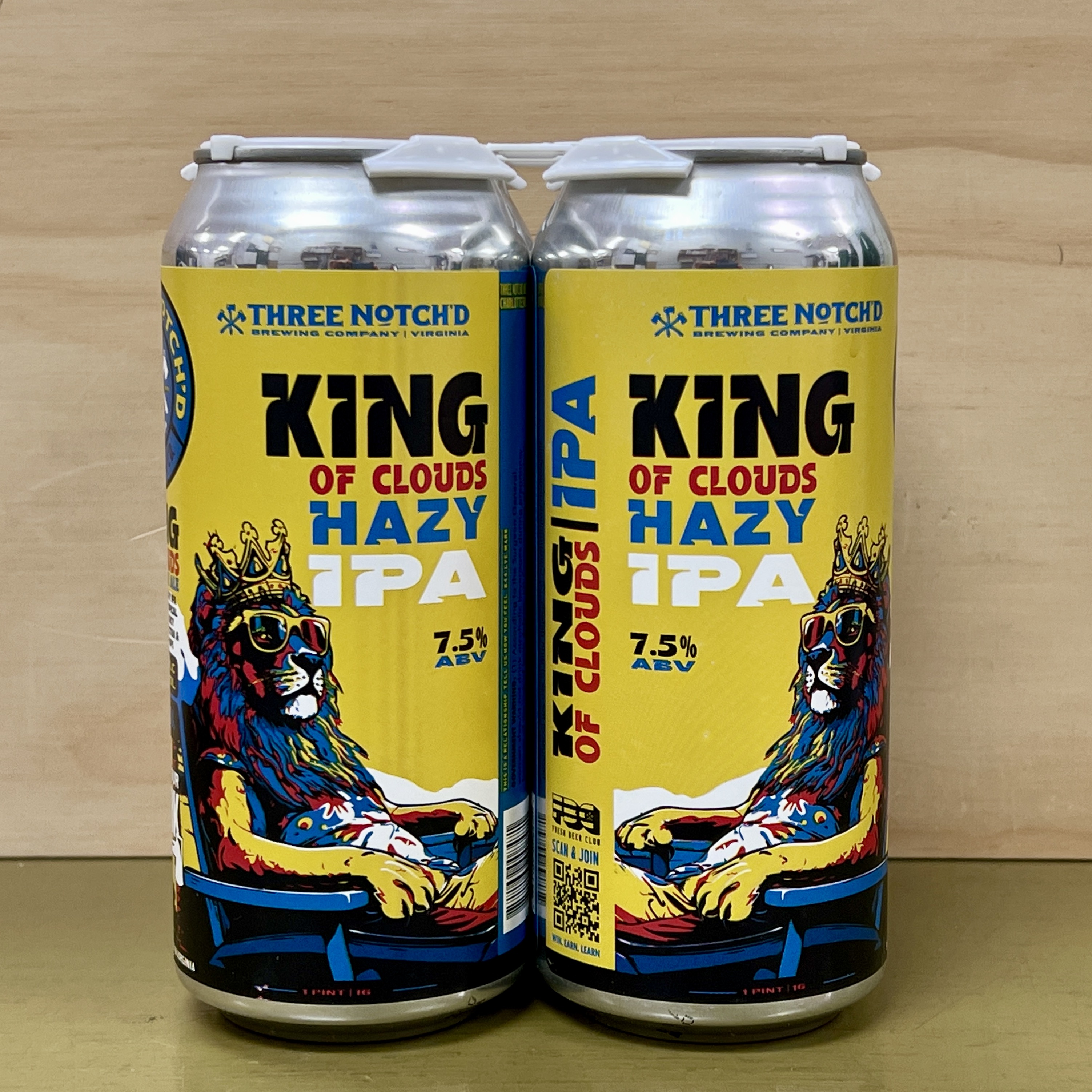 Three Notch'd King of Clouds Hazy IPA 4 x 16 oz cans