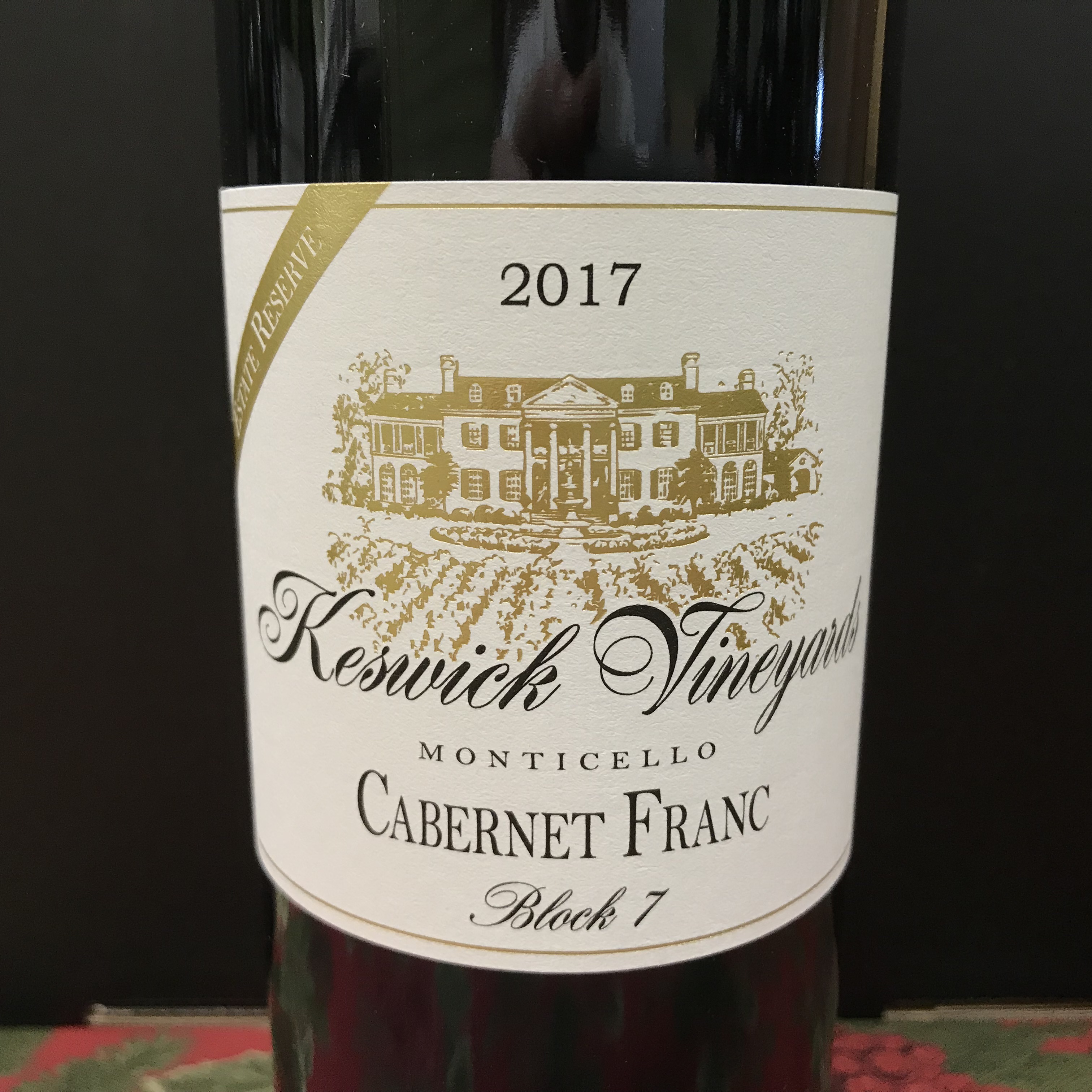 Keswick Vineyards Monticello Block 7 Cabernet Franc 2017
