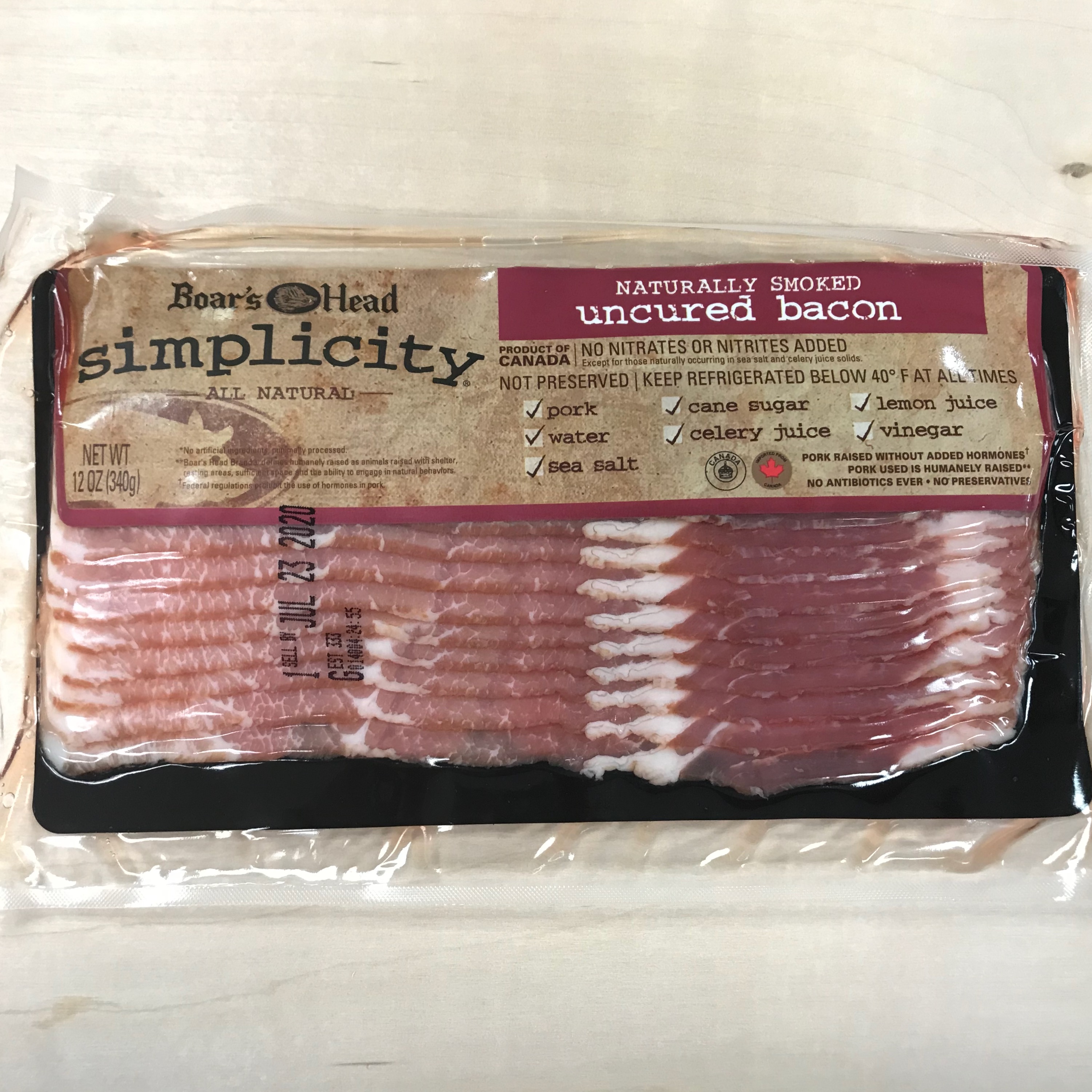 Boar's Head Naturally Smoked Uncured Bacon 12oz